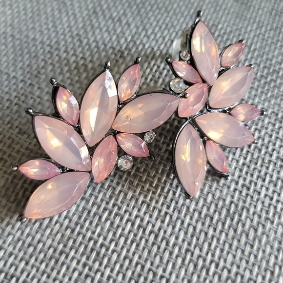 Jewelry - Pink Earrings Rhinestone Crystal Jewel Rhinestone Floral Wedding Stud